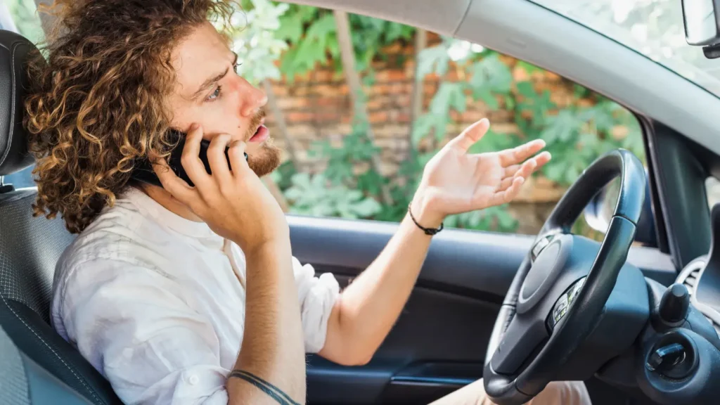 Taking a call in car