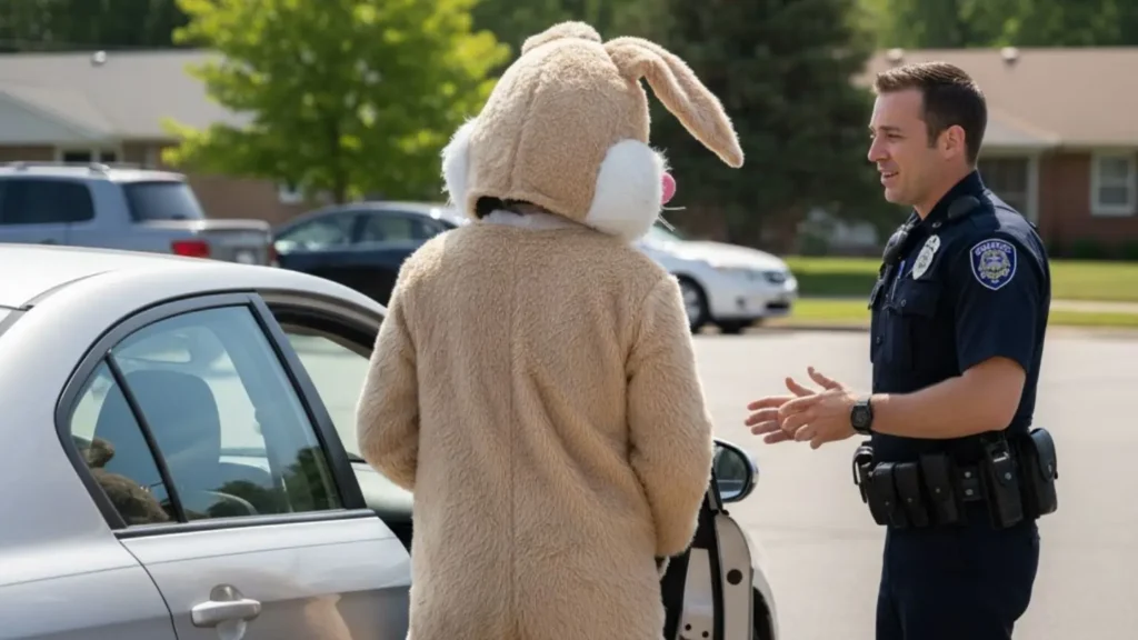 Driving in halloween costume