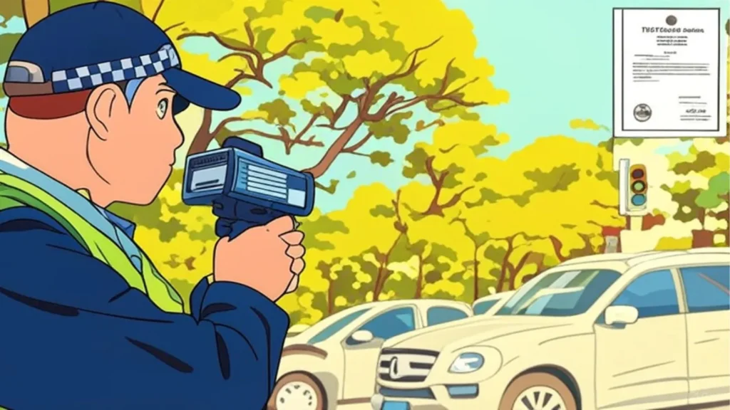 officer detecting overspeeding cars with an accurate calibration certified speed camera