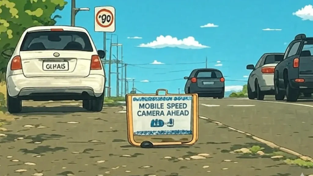 roadside mobile speed camera sign in australia
