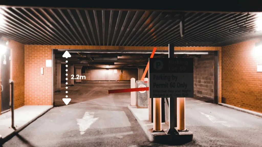 a car parking clearance with 2200 mm clearance height