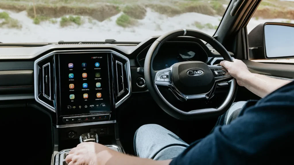interior of a JAC T9 ute