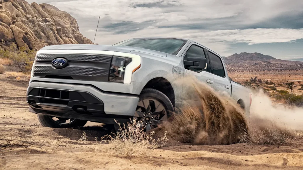 Ford F-150 Lightning EV in sand