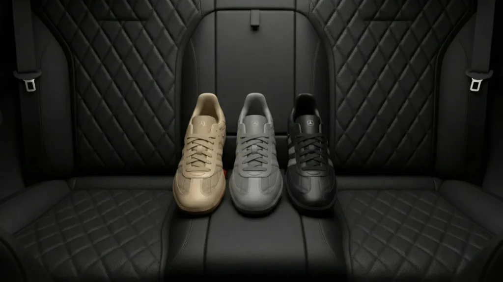 Mercedes adidas anniversary collaboration sneaker launch