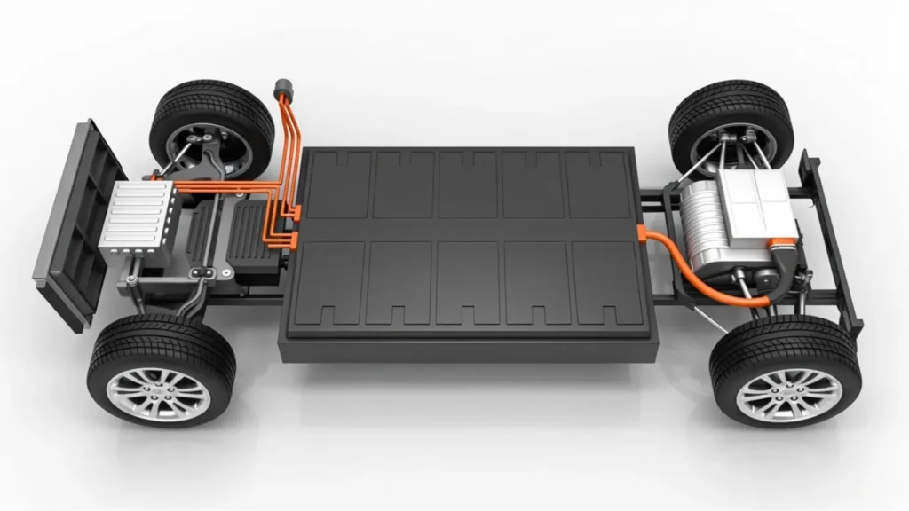 high voltage orange wires and harness in a PHEV