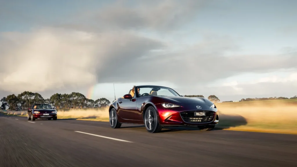 open top Mazda MX-5 on the countryside road