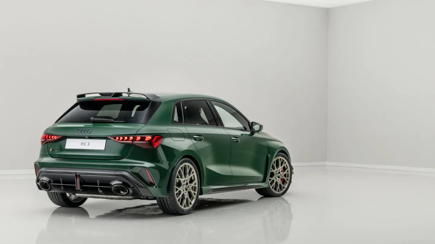 2026 Audi RS 3 Competition Limited malachite green trim rear view