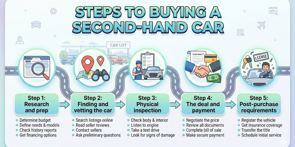 steps to buying a used car in australia infographic