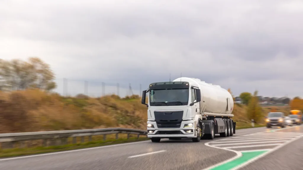 An oil tanker truck on the road