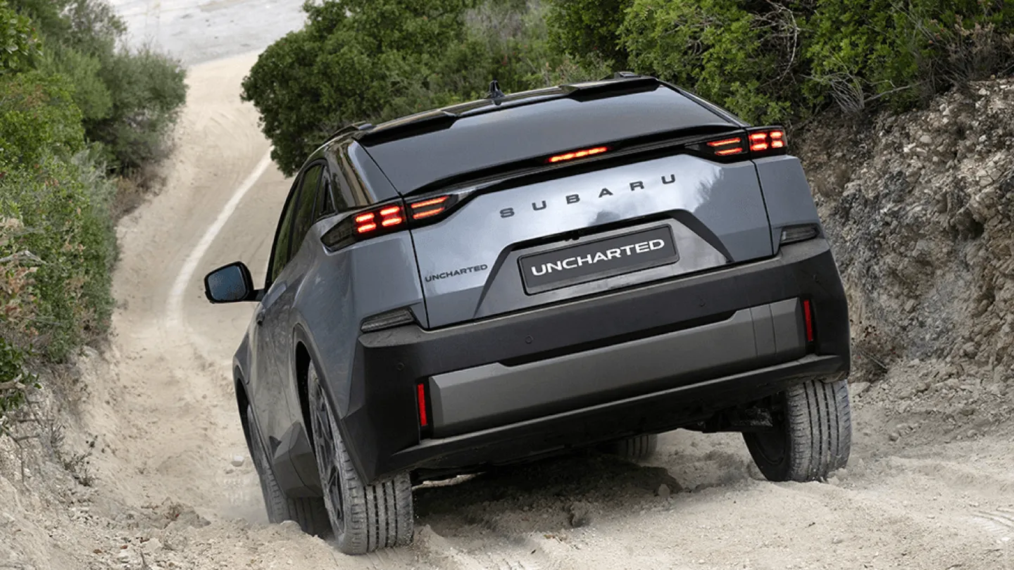 Subaru Uncharted electric SUV off roading going down