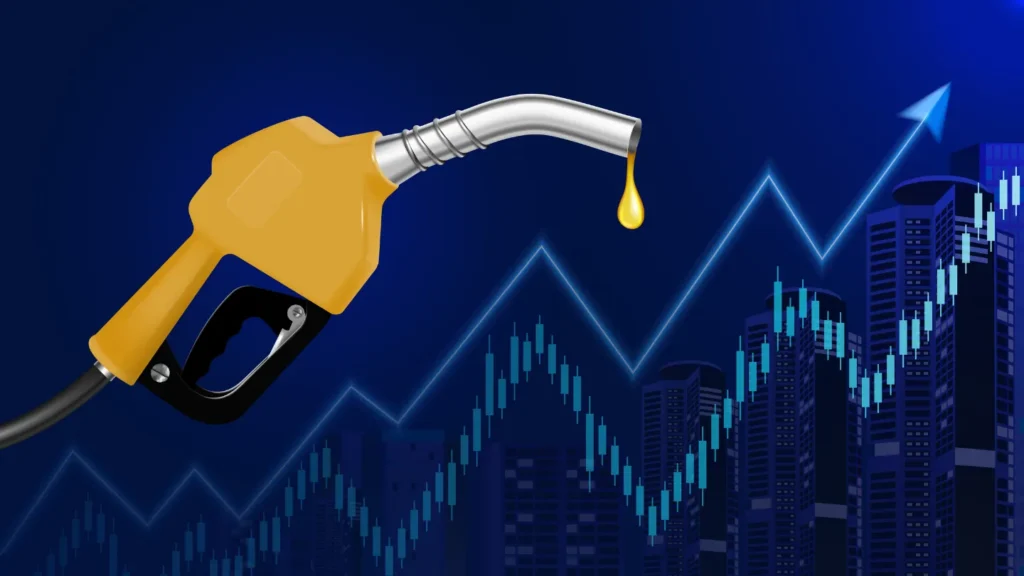 graphic showcasing fuel prices rising