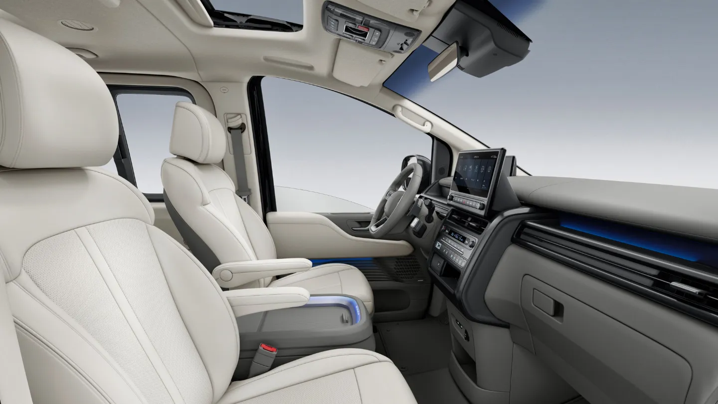 2027 Hyundai Staria people mover cockpit and front seats