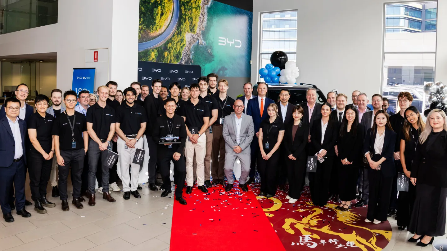 BYD 100000th sales milestone celebration dealership australia