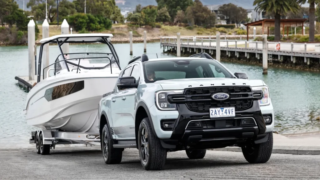 a ford ranger ute towing a boat