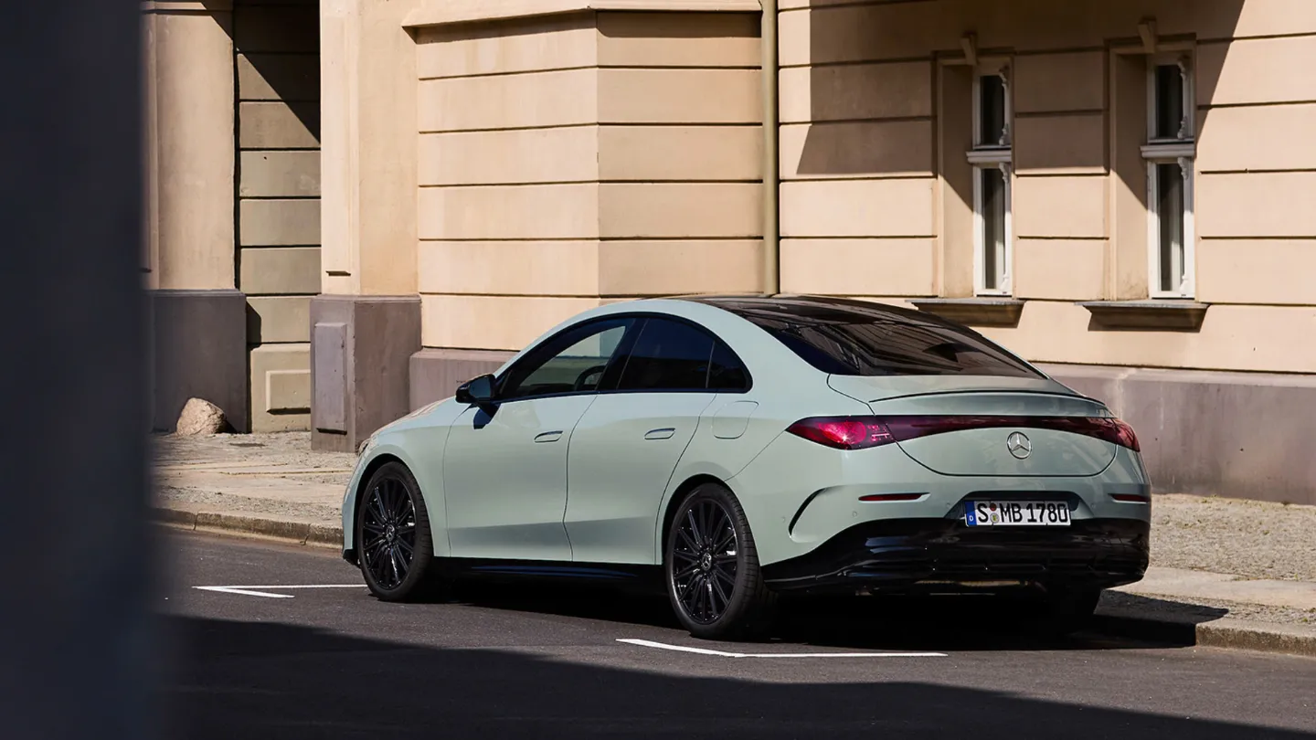 2026 Mercedes-Benz CLA hybrid variant parked rear view