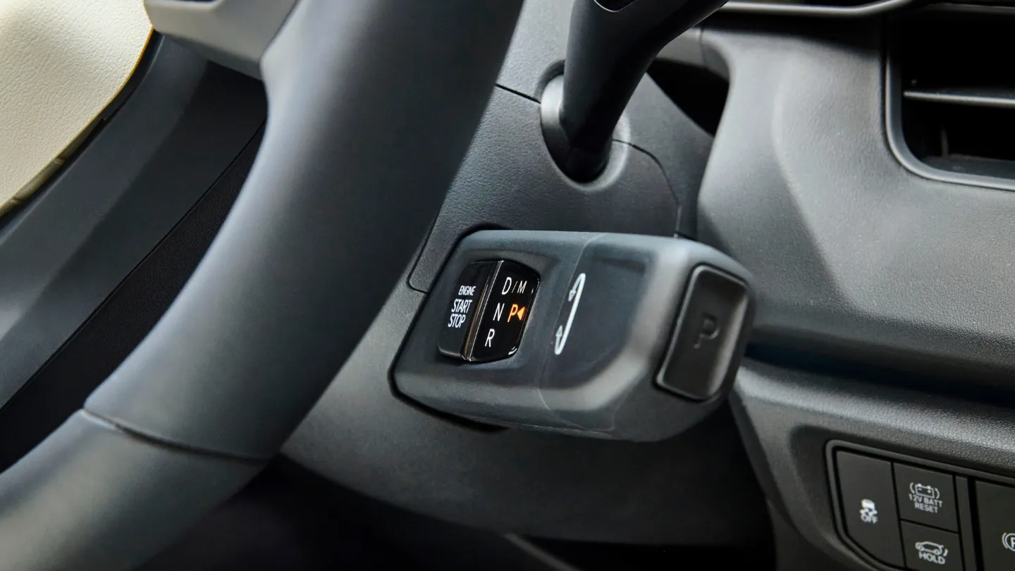 Column type shift by wire SBW gear selector in 2026 kia seltos hybrid SUV