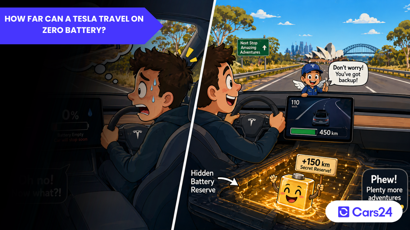 How far can a Tesla travel on zero battery
