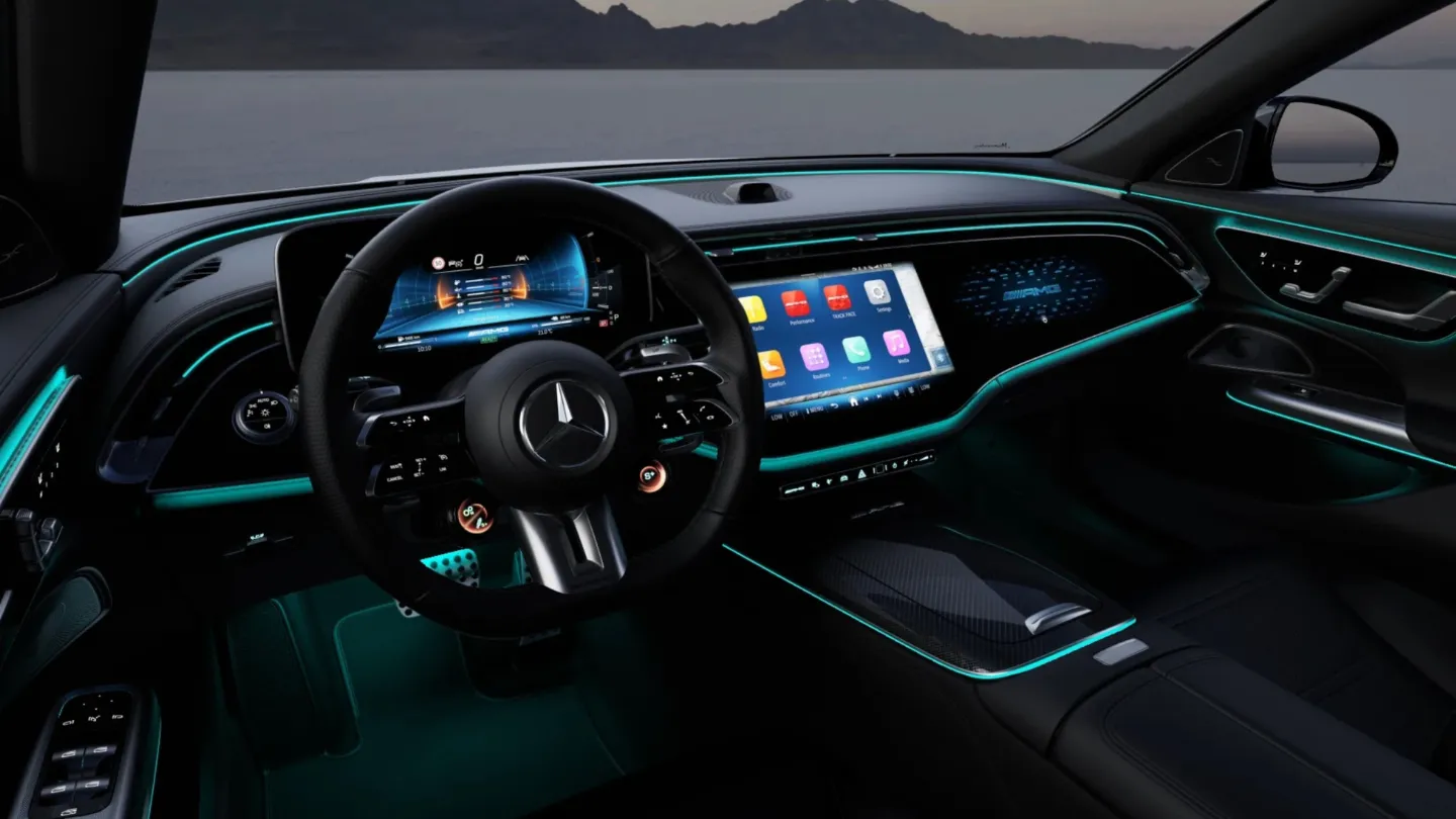 Mercedes-AMG E 53 Hybrid Dark Carbon Edition interior cockpit steering wheel