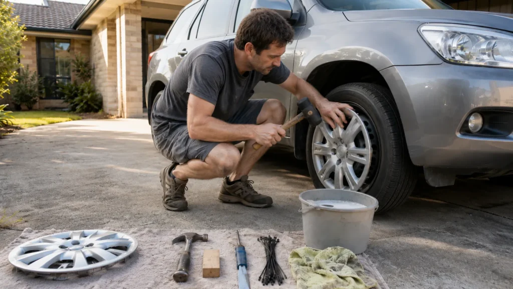 Step 4 installing wheel covers on your car