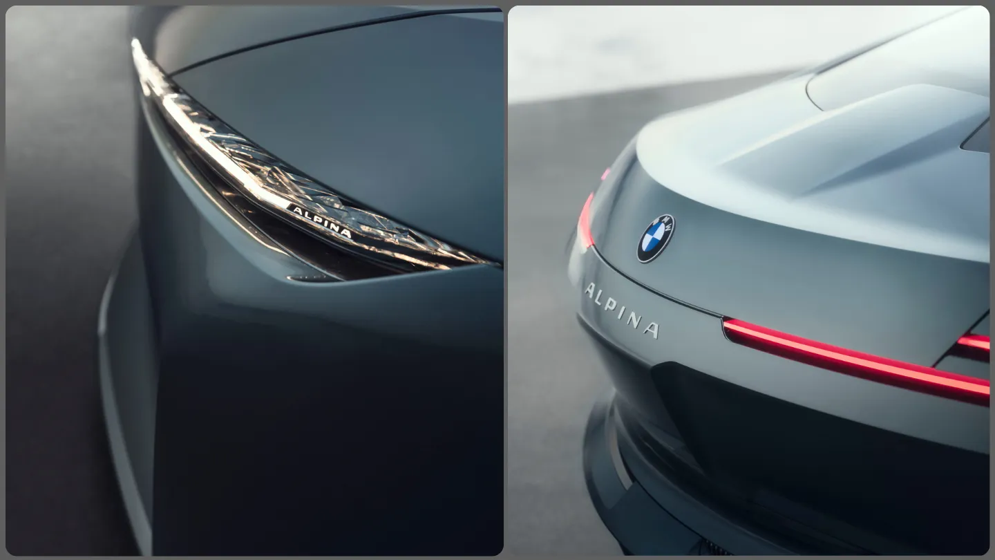 Vision BMW Alpina Concept front led light lettering and rear thin tailights