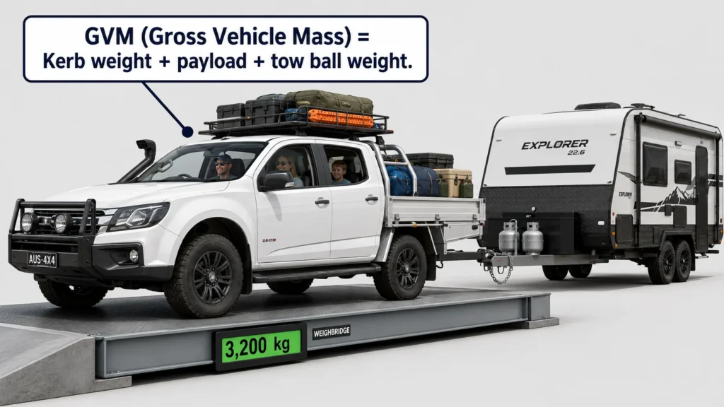 gvm calculator formula illustrated on weighbridge