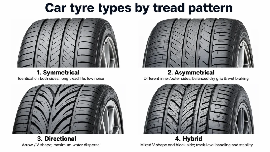 Car tyre types by tread pattern