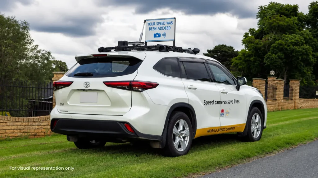 a mobile speed camera suv on the roadside in NSW