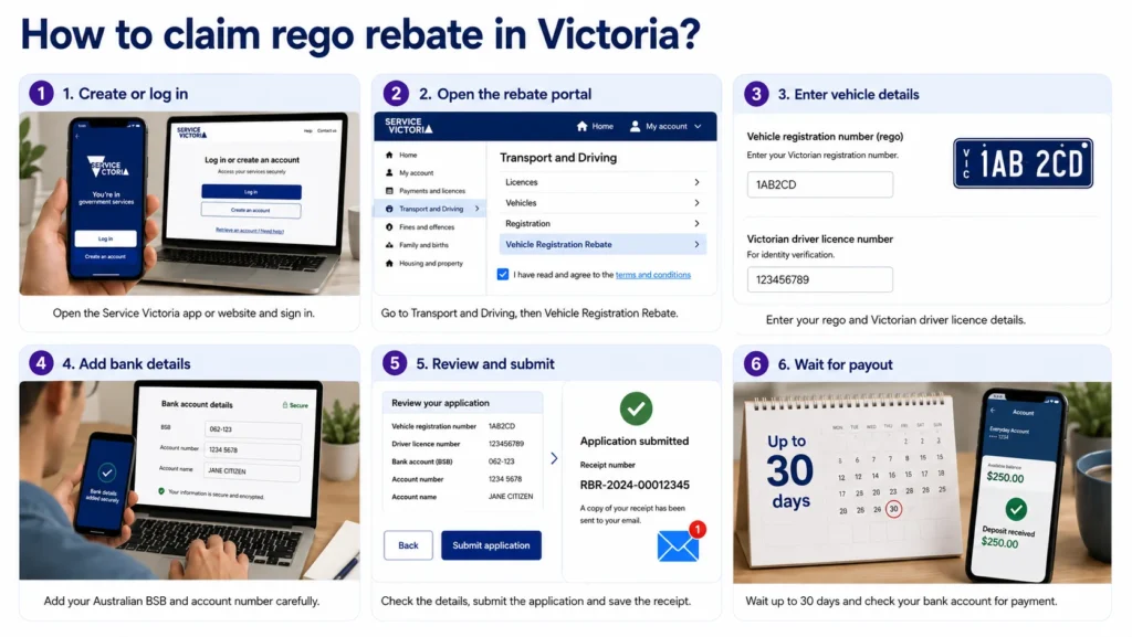 steps to claim victoria rego rebate
