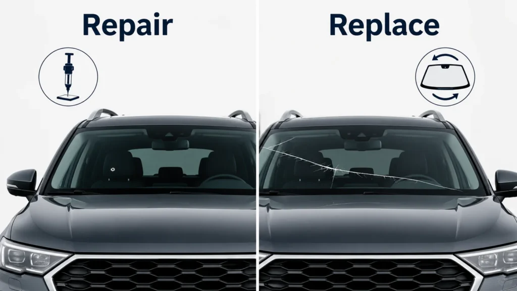 when to repair vs replace car windscreen
