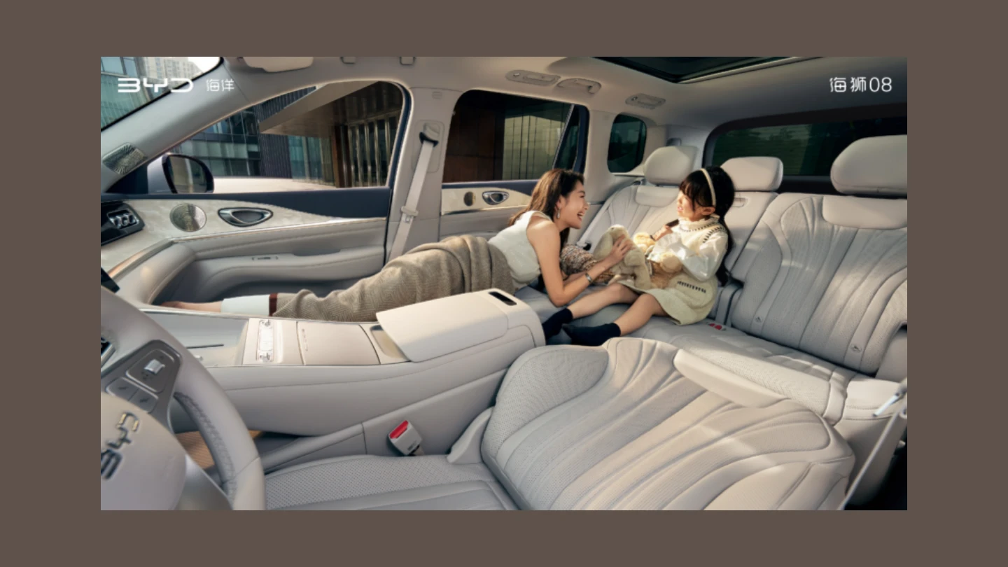 BYD Sealion 08 interior China seats folded