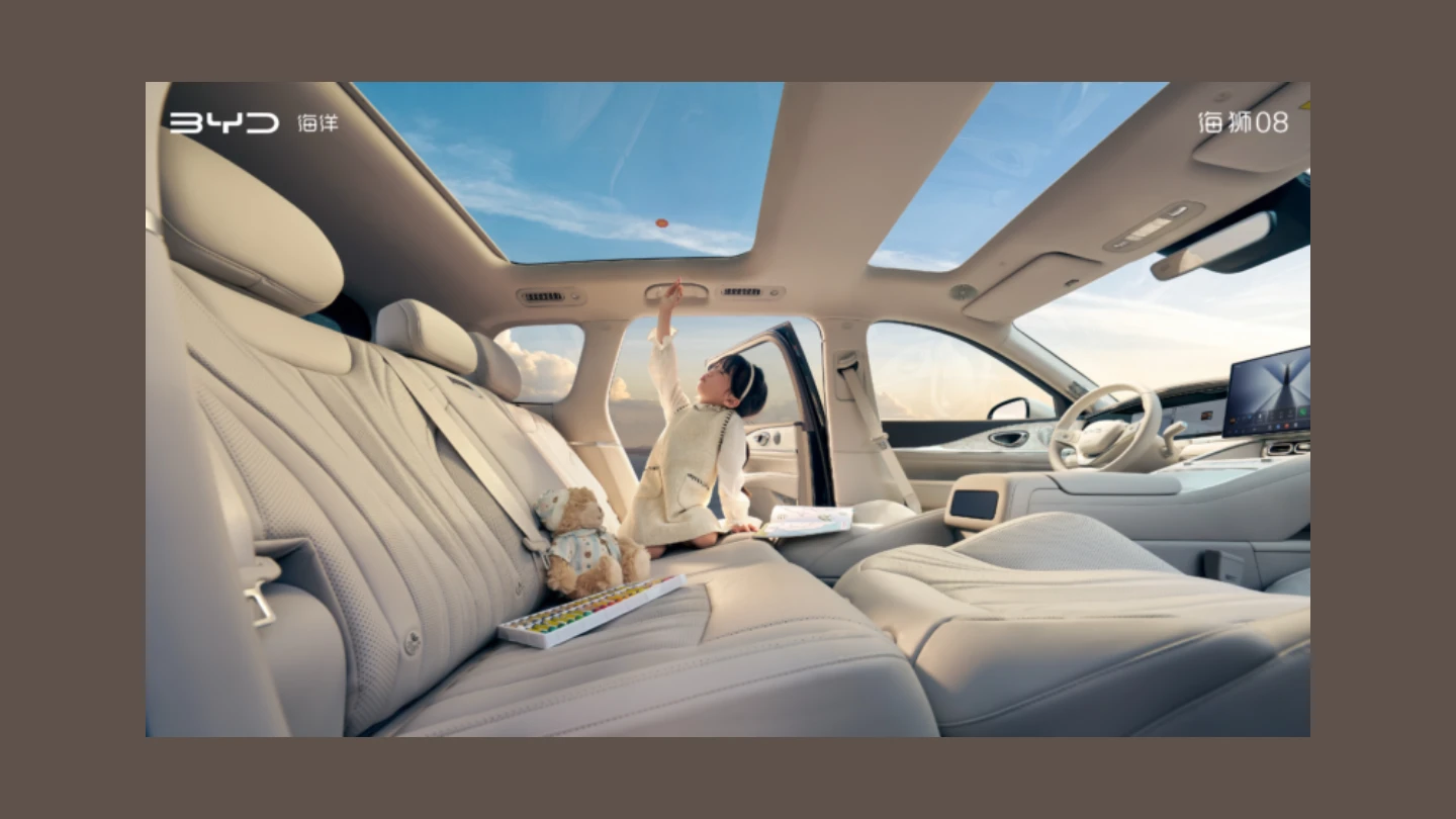 BYD Sealion 08 interior China seats folded 2