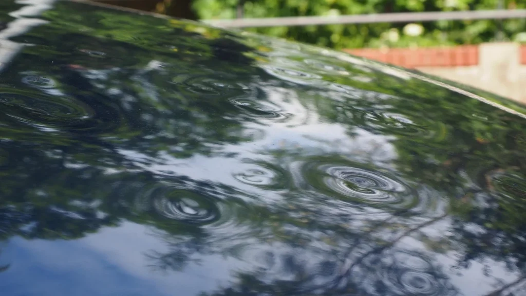 Hail damage on a car bonnet