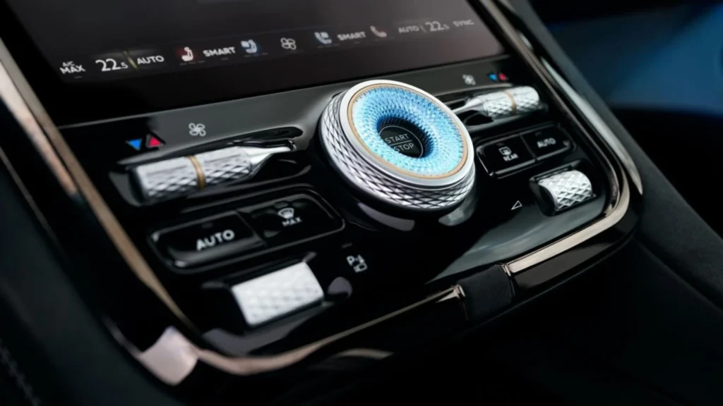 2027 Bentley Torcal EV interior centre console crystal theme