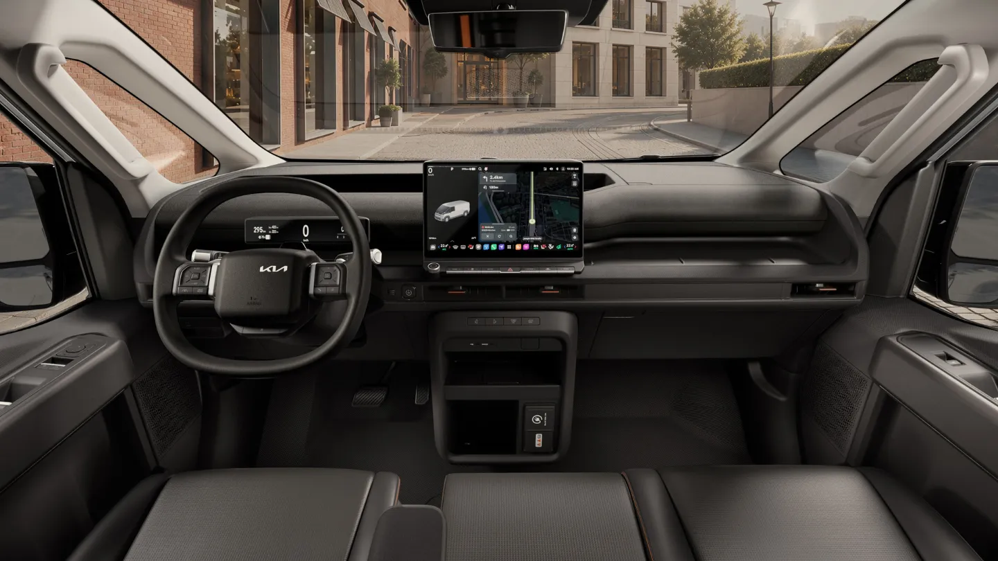 Kia PV7 electric van cargo interior cockpit