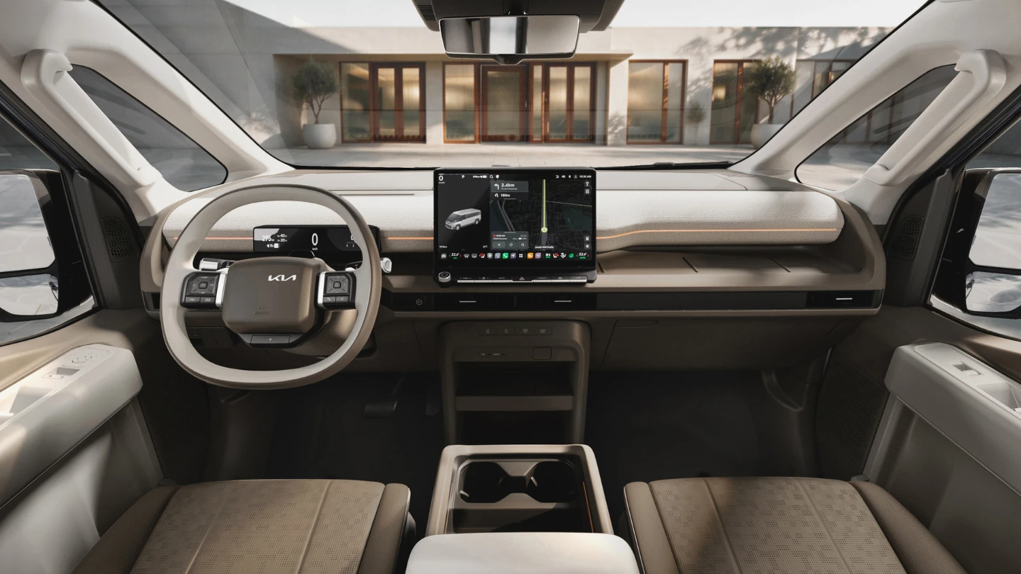Kia PV7 electric van passenger interior cockpit