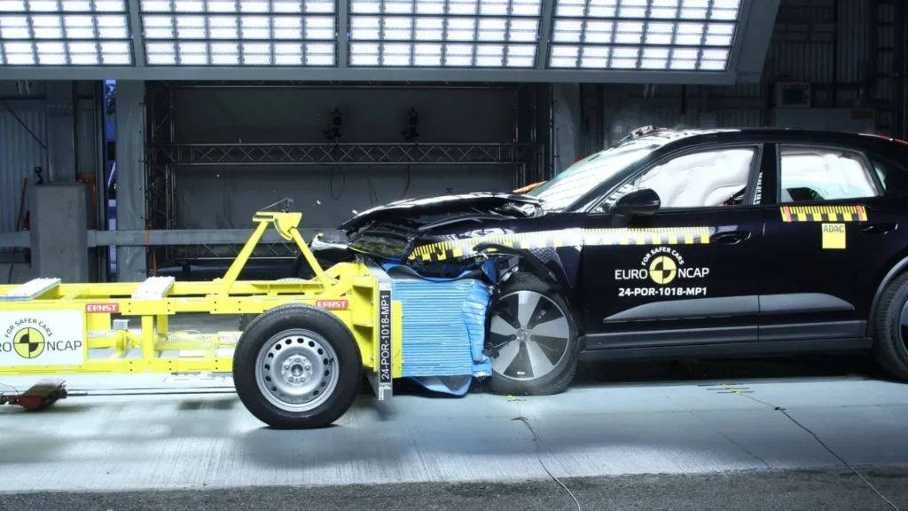 Porsche Macan electric SUV under 2024 Euro NCAP test