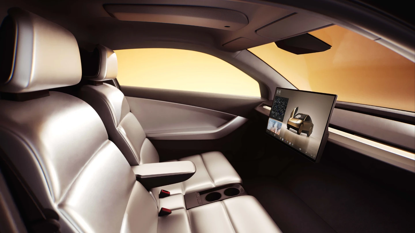 Tesla Cybercab interior two seater