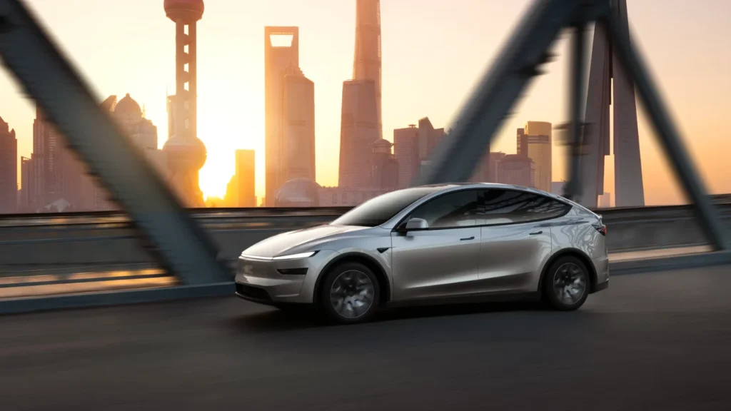 Tesla Model Y on the road