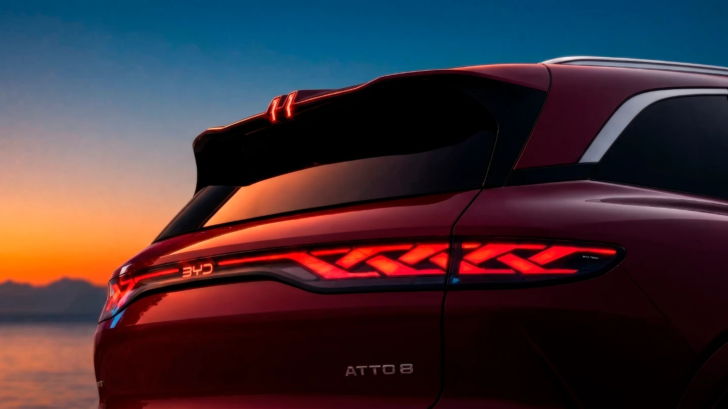 BYD Atto 8 large electric SUV europe exterior rear face