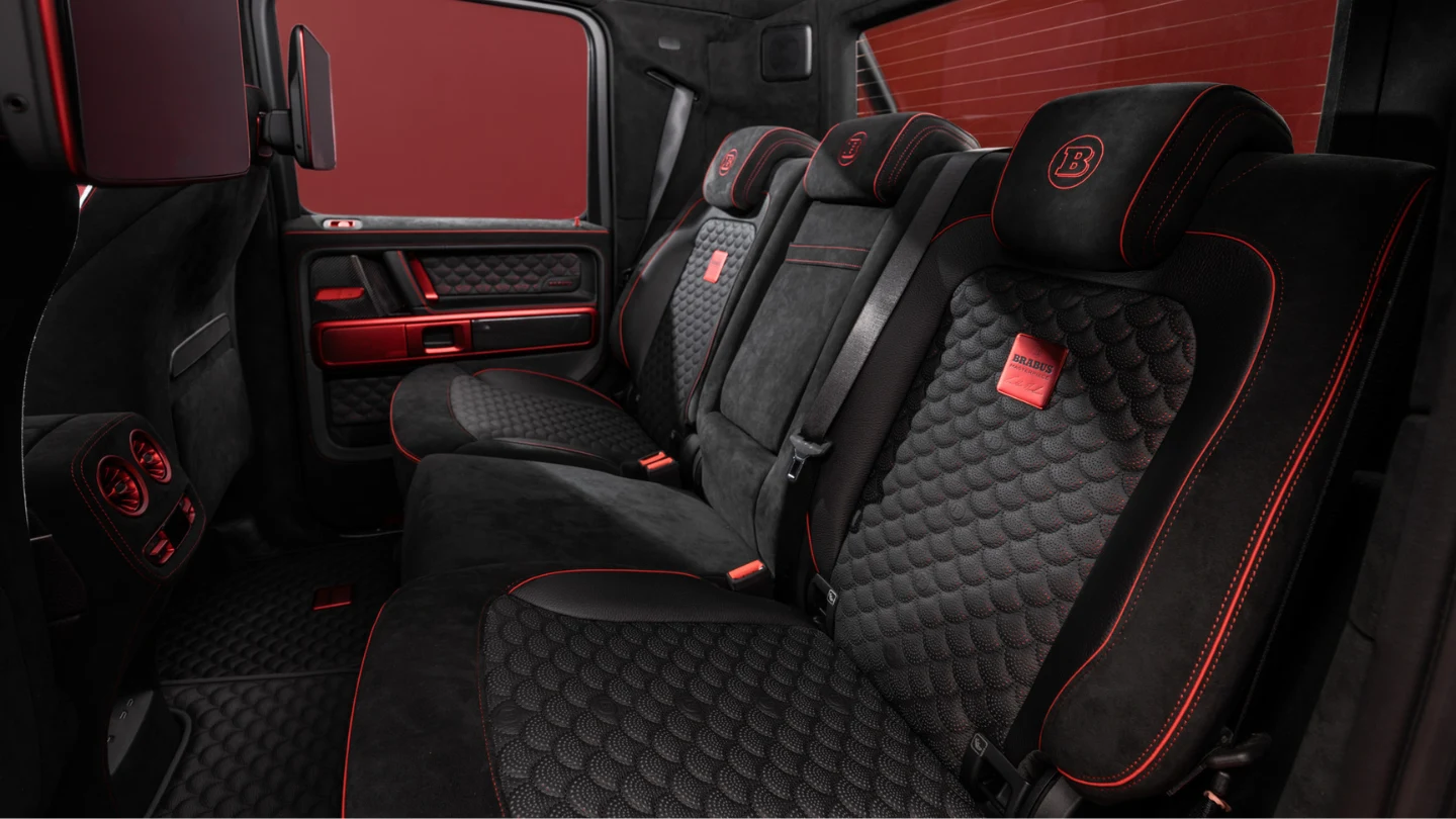 Brabus P900 Rocket Edition g-wagon pickup interior rear seats
