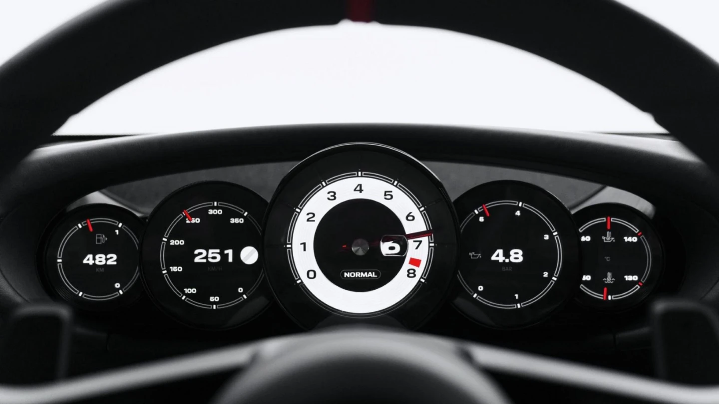Porsche Mission S concept interior driver analog display