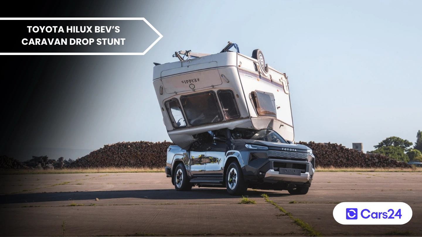 Toyota Hilux BEV survives brutal 30-foot caravan drop stunt banner